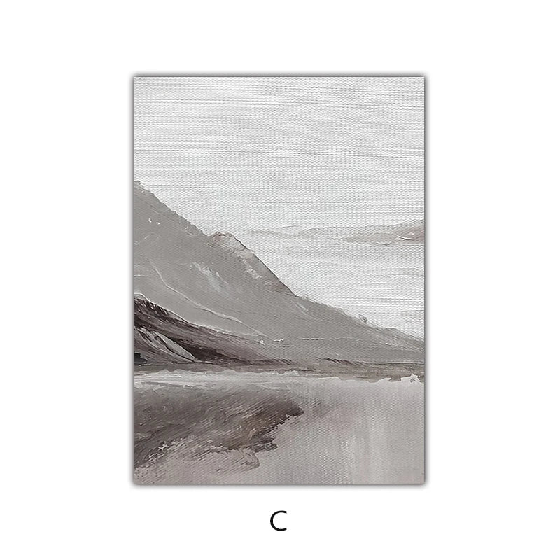 Abstrakte graue Berglandschaft Wandkunst Fine Art Leinwanddrucke Bilder für moderne Wohnung Wohnzimmer Esszimmer Kunstdekoration | Karnz