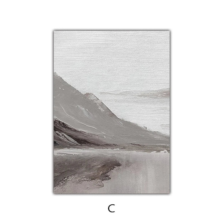 Abstrakte graue Berglandschaft Wandkunst Fine Art Leinwanddrucke Bilder für moderne Wohnung Wohnzimmer Esszimmer Kunstdekoration | Karnz