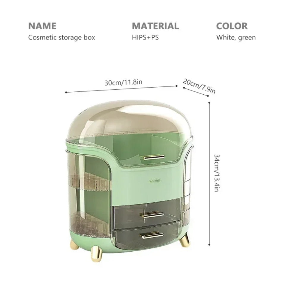 Luxuriöser transparenter Makeup-Organizer mit rotierenden Türen und Schubladen | Karnz