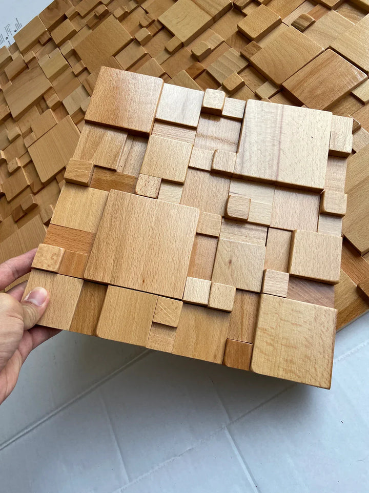 Karnz | Mosaikwandpaneele Massivholz und schallabsorbierende Dekoration