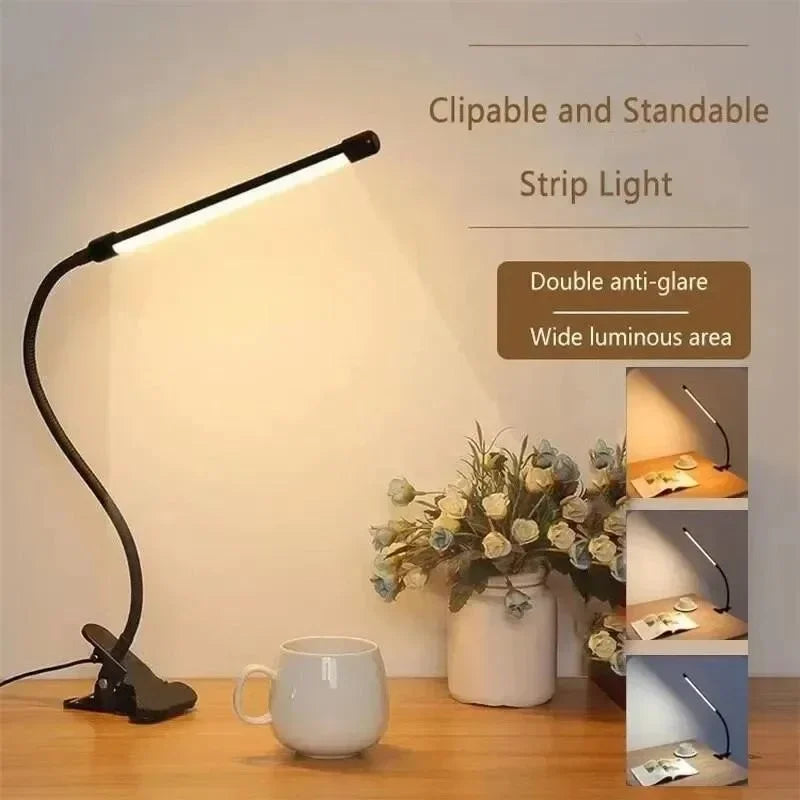 Karnz | LED-Klemmleuchte LumaFlex | 3 Lichtfarben & 10 Helligkeitsstufen | USB-Betrieb | Flexibler Schwanenhals | Augenfreundlich & Dimmbar