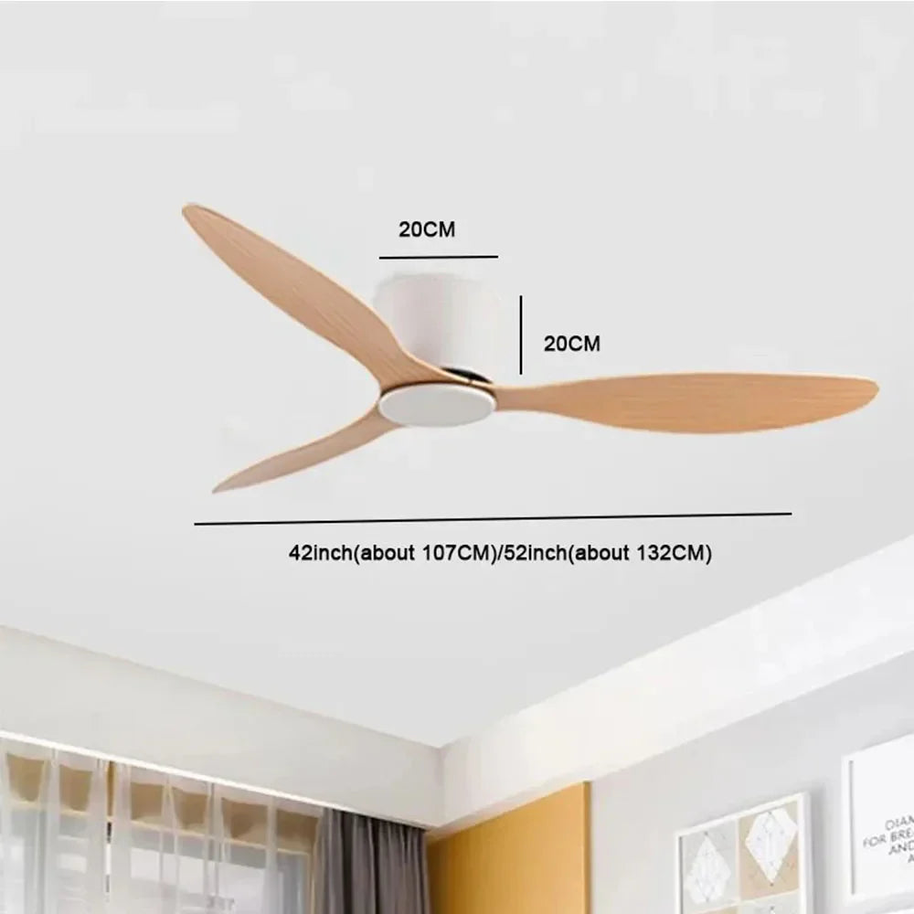 42-52 Zoll Deckenventilatoren mit DC-Motor — Fernbedienung Niedrigboden Kühlventilatoren, ohne Licht, weiße Holz- & schwarze Optionen | Karnz