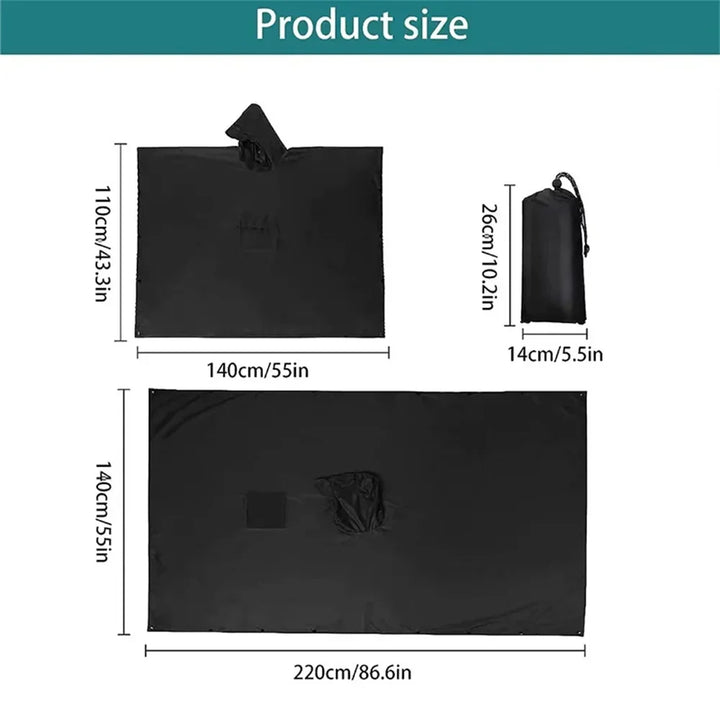 3 in 1 Outdoor Militär Regenmantel - Mit Kapuze wasserdichter Regenponcho mit Ärmeln, Motorrad-Regenabdeckung, ideal für Camping, Wandern und Reisen