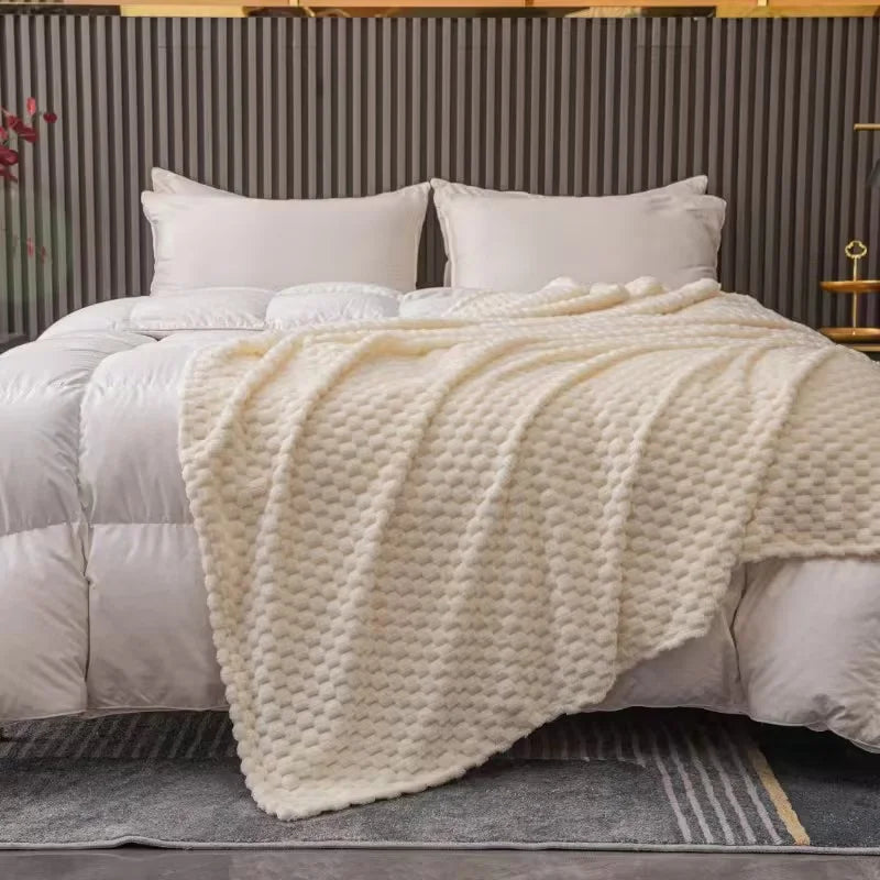 Karnz | Gemusterte weiche Samtdecke warme gemütliche Decke für Sofa und Bett