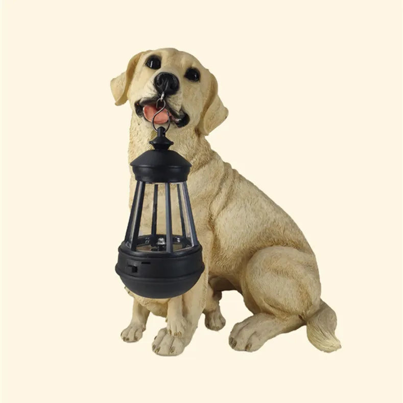 Solarbetriebene Outdoor-Harz-Hundestatue Lampe | Karnz