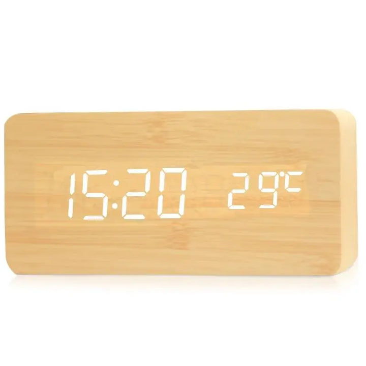 Sandsberg | WoodTime Digitaluhr | Holz-LED-Anzeige mit Temperatur | Mehrere Farben