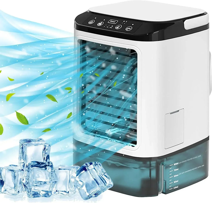 Luftkühler Tragbarer Ventilator Desktop Dual Spray Ultraschallvernebelung 3-Gang Leiser Luftkühler Nachtlicht Elektrischer Ventilator für Zuhause | Karnz