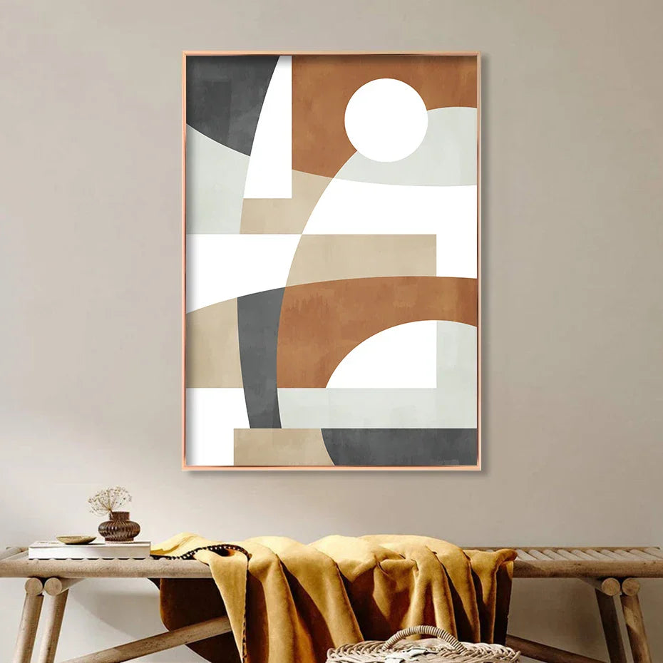Geometrische abstrakte Farbblock-Wandkunst Feine Kunst Leinwanddrucke Neutrale Farben Bilder Für Wohnzimmer Esszimmer Home Office Dekor | Karnz
