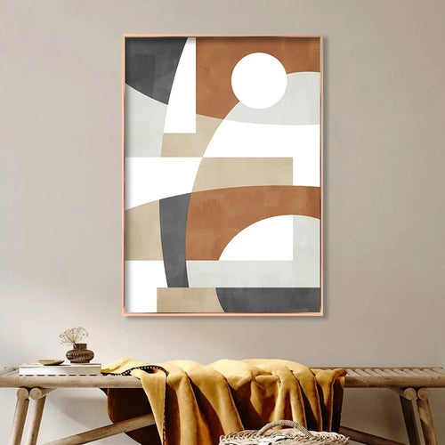Geometrische abstrakte Farbblock-Wandkunst Feine Kunst Leinwanddrucke Neutrale Farben Bilder Für Wohnzimmer Esszimmer Home Office Dekor | Karnz