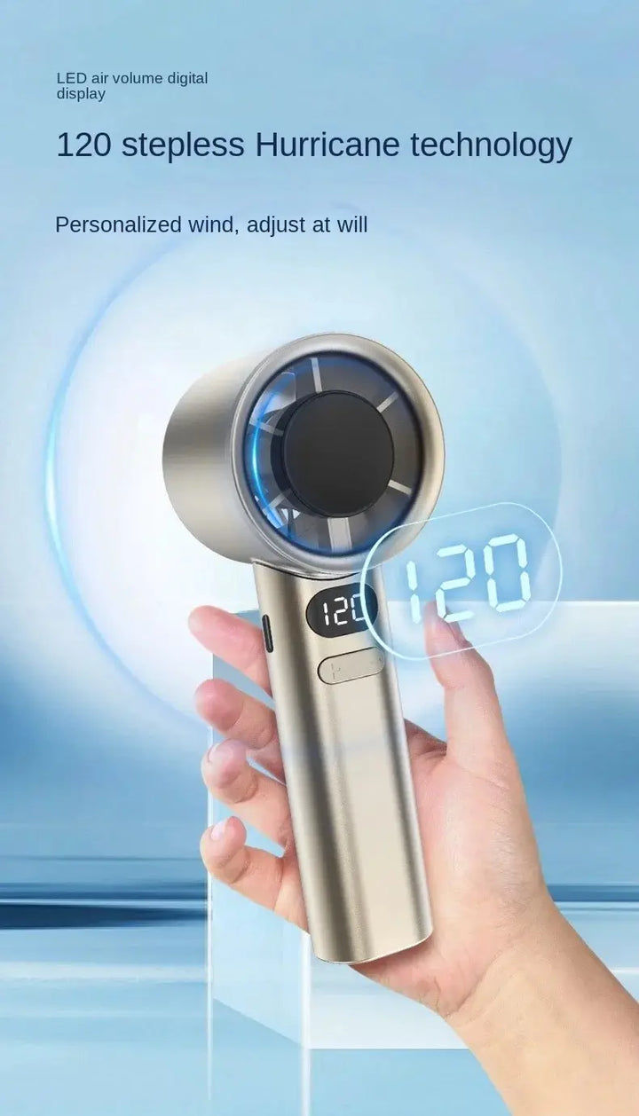 Tragbarer Mini bladeless Handventilator – USB wiederaufladbarer tragbarer persönlicher Ventilator mit 120-Geschwindigkeit Hochgeschwindigkeitsluftstrom, elektrischer Kühventilator | Karnz