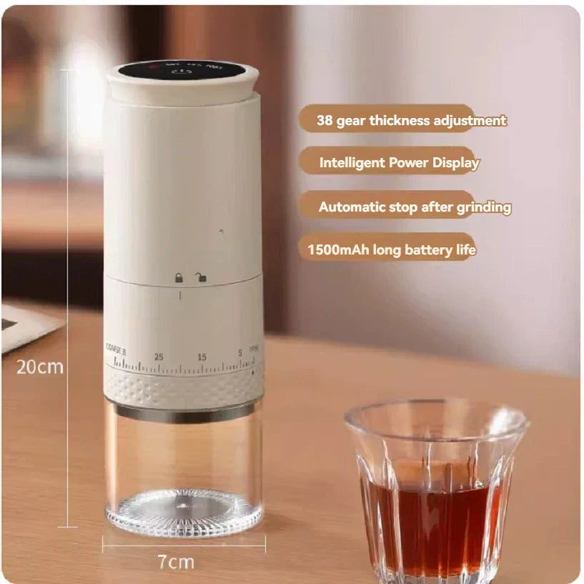 Karnz | 1500mAh Elektrische Kaffeemühle Extern einstellbare Type-C-Lade Kaffeemühle Bohnenmahlmaschine Kaffeezubereiter