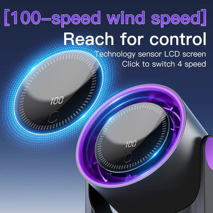 Karnz | Airiqo bladeless USB-Ventilator | 100 Stufen | Flüsterleise & energieeffizient | Tragbar & wandmontierbar