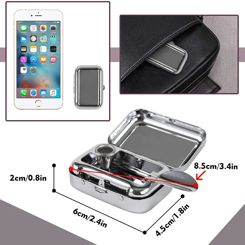 Mini tragbare Metall Zigaretten Aschenbecher mit verriegelbarem Deckel - Modische Desktop Aschenbecher - Taschenaschenbecher Geschenk für Männer
