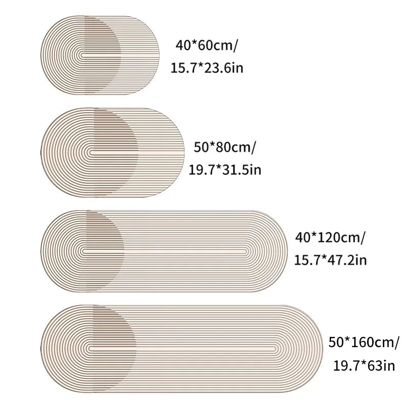 Karnz | Pureterra | Küchenteppich Super Absorbierend | Rutschfest & Waschbar | Diatomit Design | Oval & Lange Form | Komfortteppich für Küche & Badezimmer