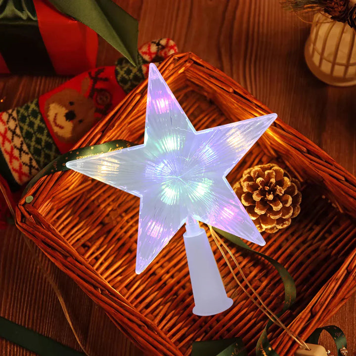 Leuchtender Weihnachtsstern – LED Beleuchtete Baumspitze für Weihnachtsbaum, Funkelnder Christbaumschmuck für festliche Beleuchtung und elegante Deko | Karnz