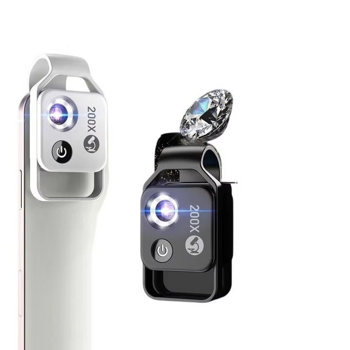 Professionelles 200-fach Zoom-Mikroskopobjektiv für Smartphones mit Clip