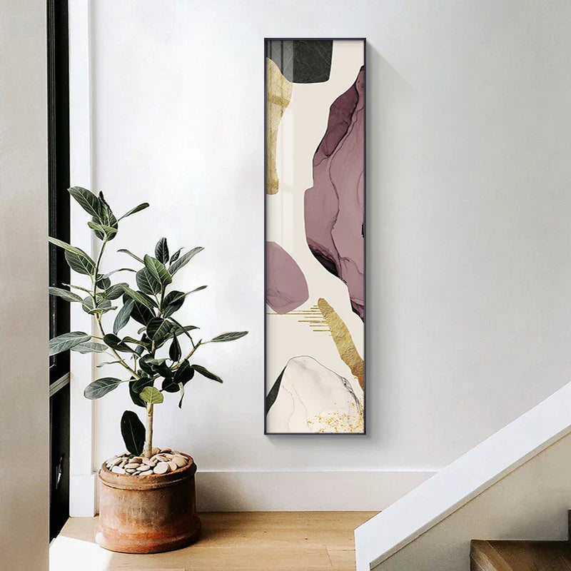 Farbenfrohe nordische abstrakte Wandkunst im Hochformat feine Kunst Leinwanddrucke für Eingangsflur Wohnzimmer Flur kreatives modernes Innendesign | Karnz