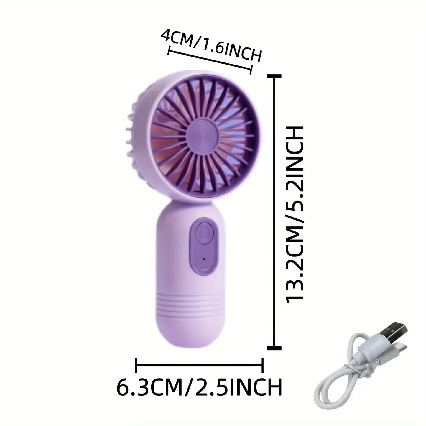 Mini Handheld USB Ventilator – 3-Geschwindigkeitsstarker Wind Tragbarer Tischventilator, Wiederaufladbar für Studenten, Büro, Outdoor, Reisen und Camping | Karnz