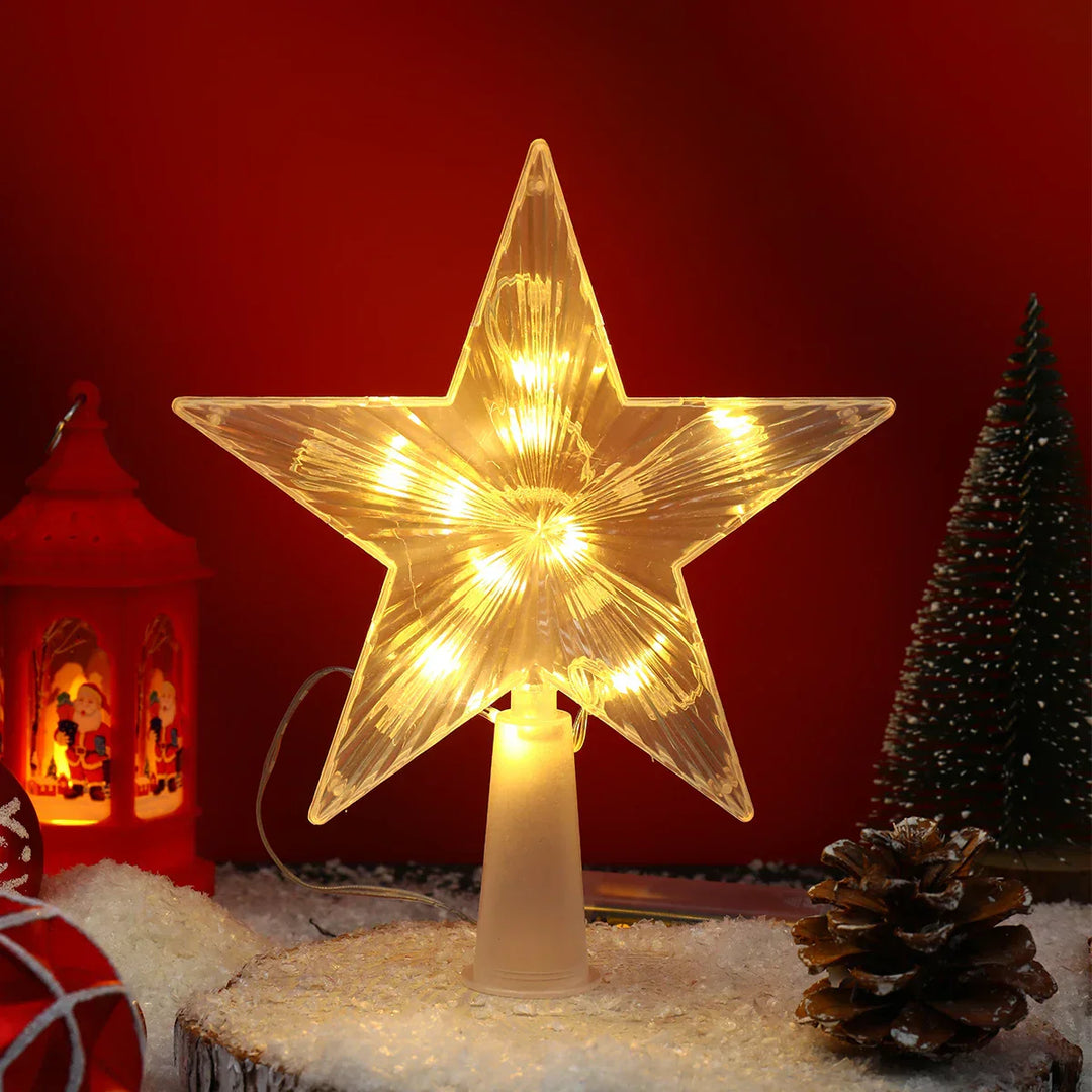 Leuchtender Weihnachtsstern – LED Beleuchtete Baumspitze für Weihnachtsbaum, Funkelnder Christbaumschmuck für festliche Beleuchtung und elegante Deko | Karnz