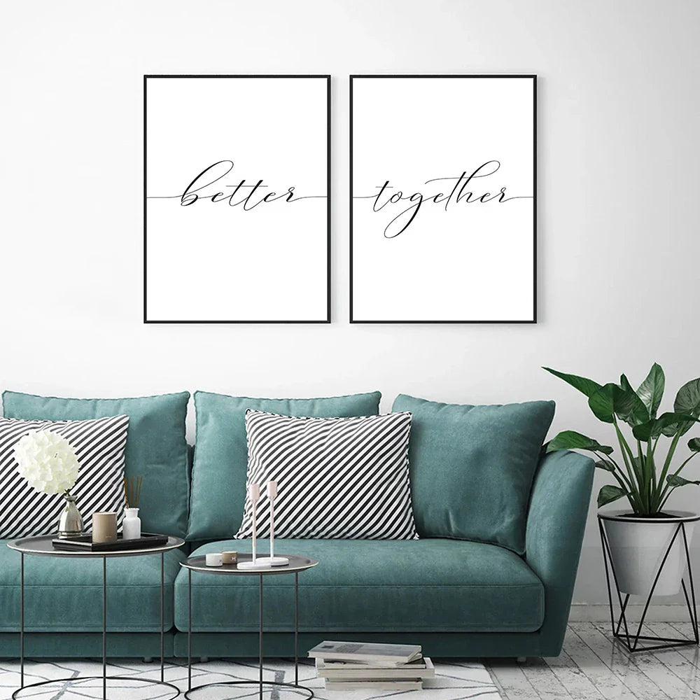 Lovers Zitat Wandkunst Schwarz Weiß Minimalistisch Typografische Poster Feine Kunst Leinwanddrucke Bild Für Schlafzimmer Wohnzimmer Kunst Dekor | Karnz