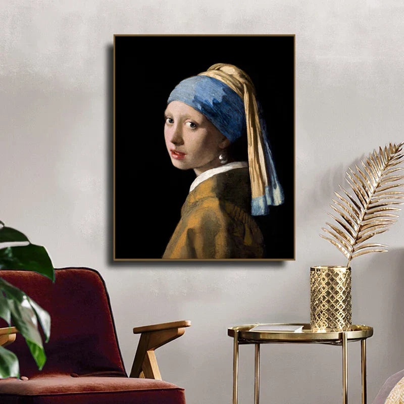 Mädchen mit einem Perlenohrring Poster Johannes Vermeer Niederländisches Goldenes Zeitalter Malerei Fein Kunst Leinwand Drucke Klassische Malerei Für Wohnzimmer Esszimmer Dekor | Karnz