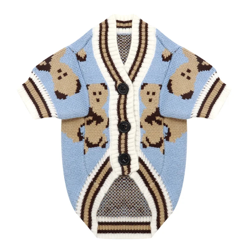 Hundekardigan aus gestricktem, warmem und gestreiftem Karnz