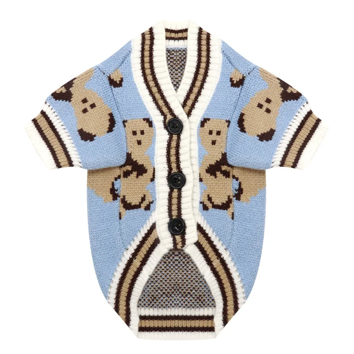 Hundekardigan aus gestricktem, warmem und gestreiftem Karnz