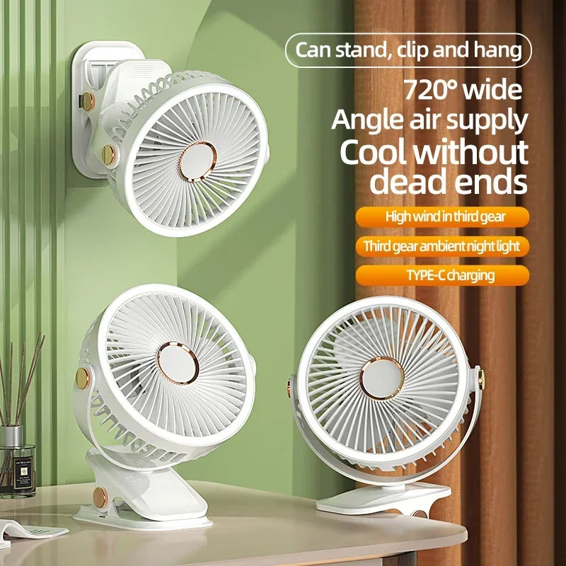 Multi-Winkel Outdoor Clip-On Wiederaufladbarer Kühlventilator | Karnz