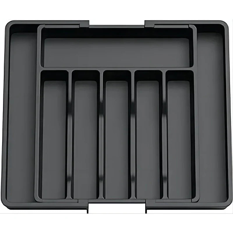 Karnz | Modulora Besteckschubladeneinsatz | Ausziehbarer Besteck-Organizer | Verstellbares Ordnungssystem aus PP | 38×35 cm