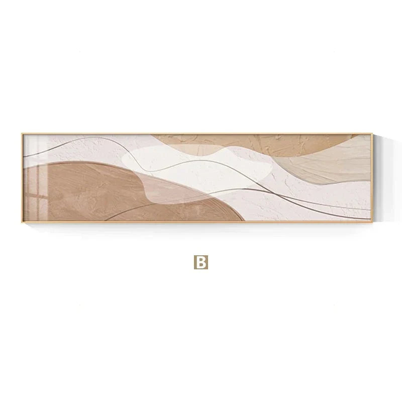 Moderne abstrakte Wandkunst im breiten Format Neutrale Farben Fließende Linien Fine Art Leinwanddrucke Bilder für über dem Sofa Kunst für über dem Bett | Karnz