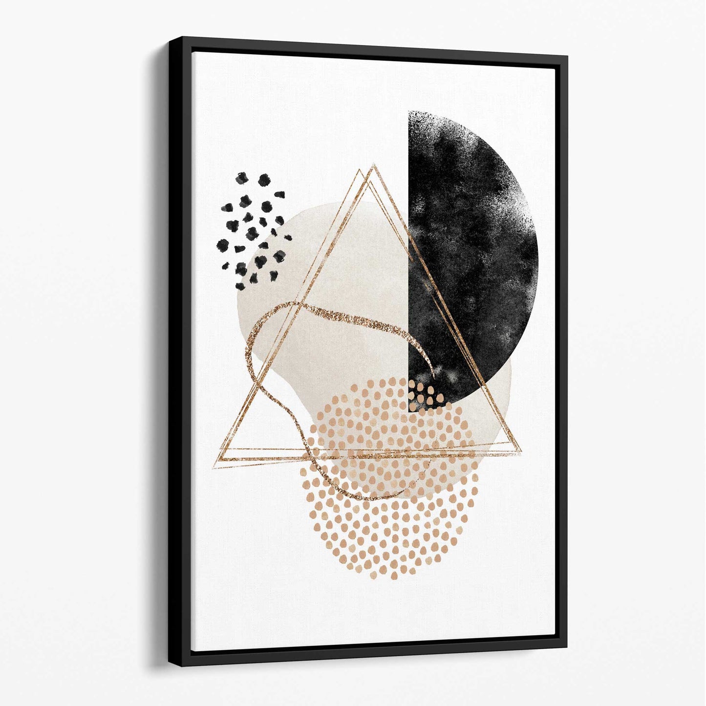 Abstrakte schwarz-beige Aquarellformen auf Leinwand Nr. 1