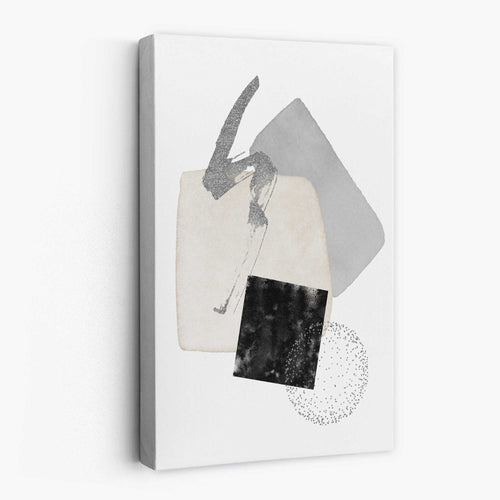 Abstrakte Aquarellformen in Schwarz, Grau und Elfenbein auf Leinwand Nr. 1