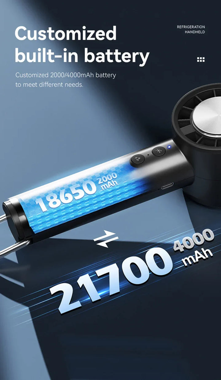 Stiller Hochgeschwindigkeits-USB-Handventilator – Tragbarer kleiner Ventilator mit LED-Display, hoher Windkraft und Kühlschrankfunktion | Karnz