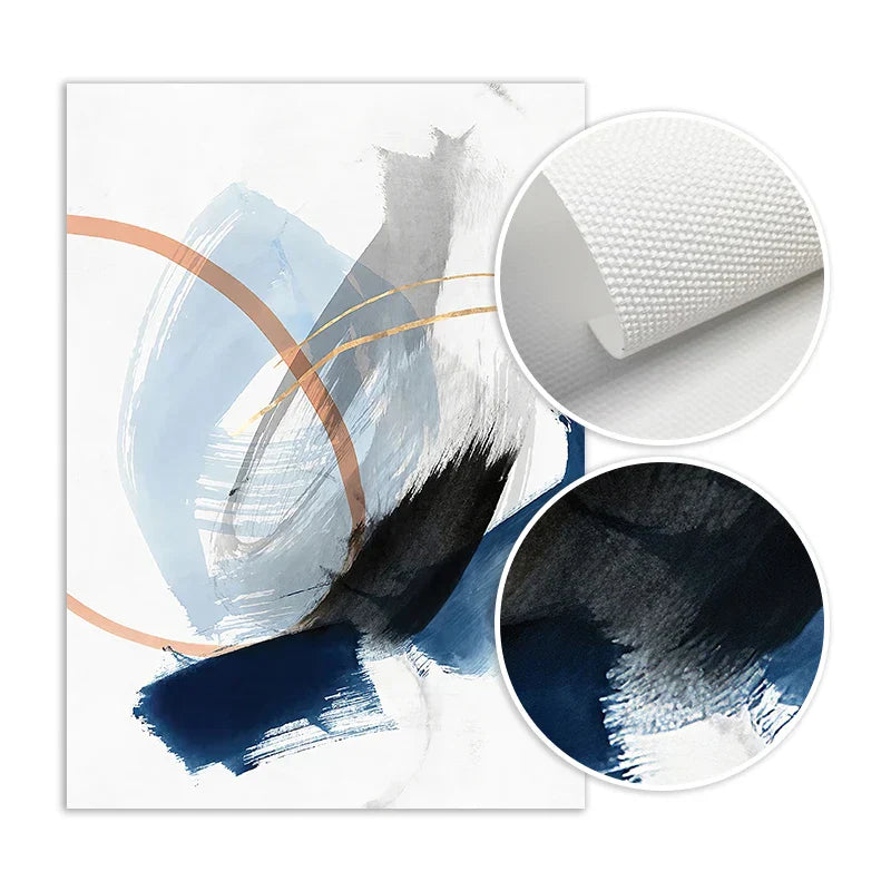 Modern Abstract Breite Stroke Wandkunst Feine Kunst Leinwanddrucke Blau Beige Mit Hinweisen Auf Orange Goldene Nordische Bilder Für Wohnzimmer Dekor | Karnz