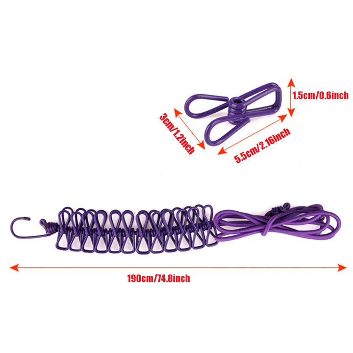 Winddicht Rutschfeste Elastische Multi-Clip Reise Wäscheleine | Karnz