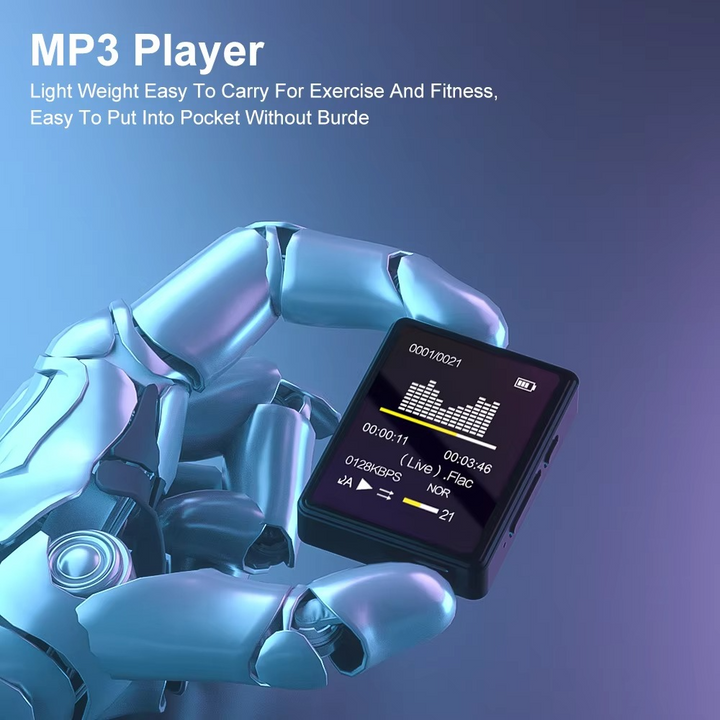 Tragbarer Bluetooth-MP3-Player mit HiFi-Stereoanlage, Mini-MP4-Videowiedergabe, LED-Bildschirm und Sprachaufzeichnung