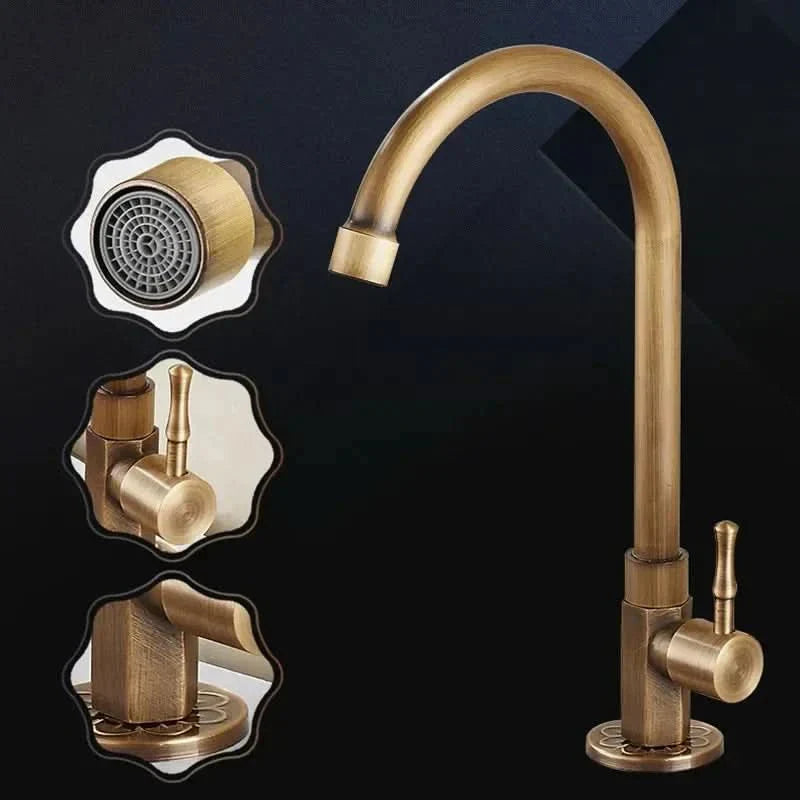 Antiker Messing-Schwanenhals-Wasserhahn für die Küche