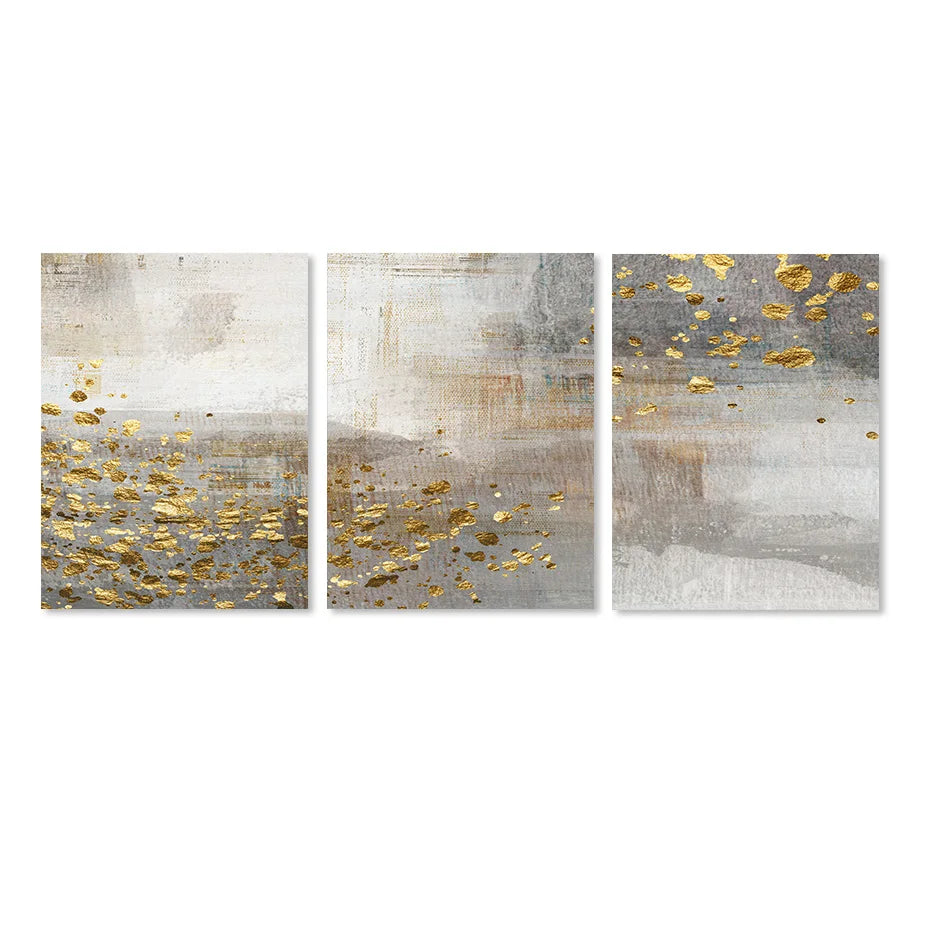 Beige Grau Goldgefleckt Vintage Abstrakte Wandkunst Fine Art Leinwanddrucke Zeitgenössische Bilder für elegante Innenräume | Karnz