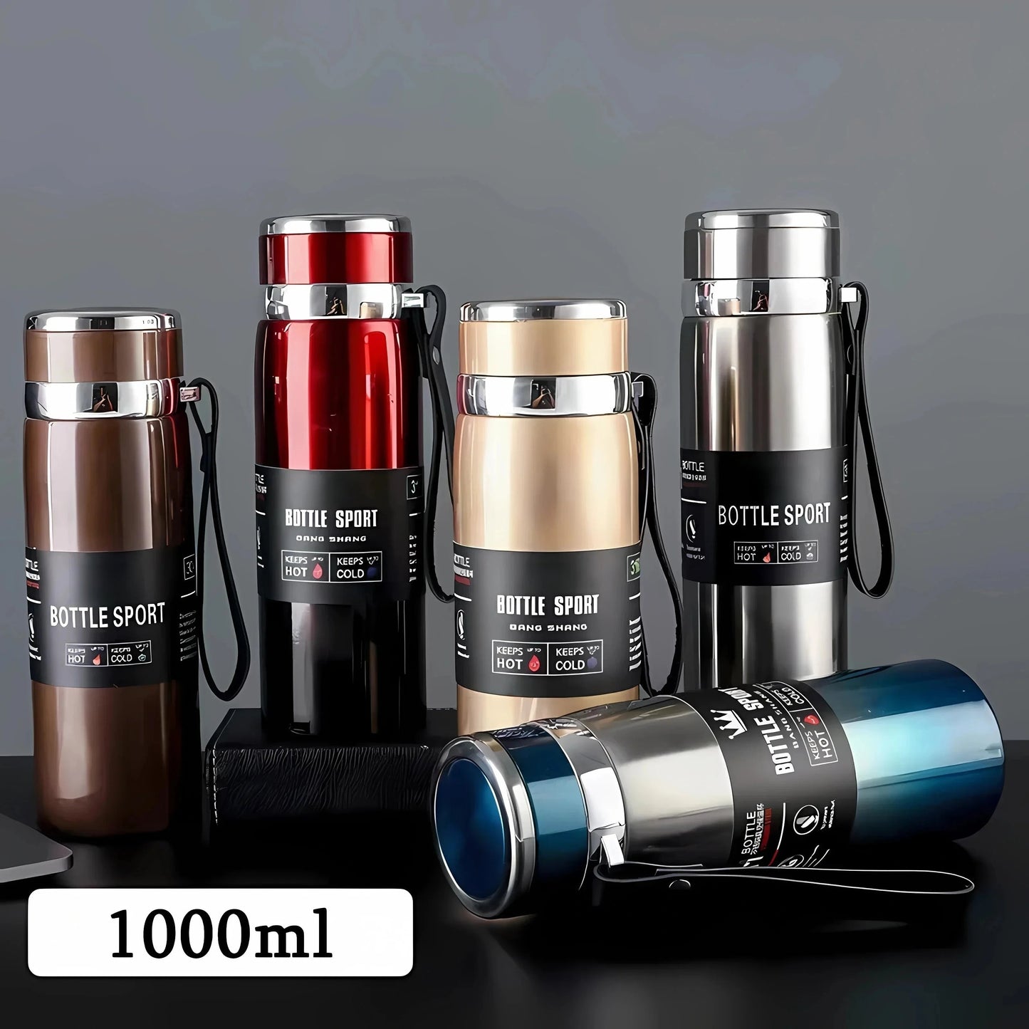 Edelstahl-Thermosflasche vakuumisoliert 1000 ml | Karnz