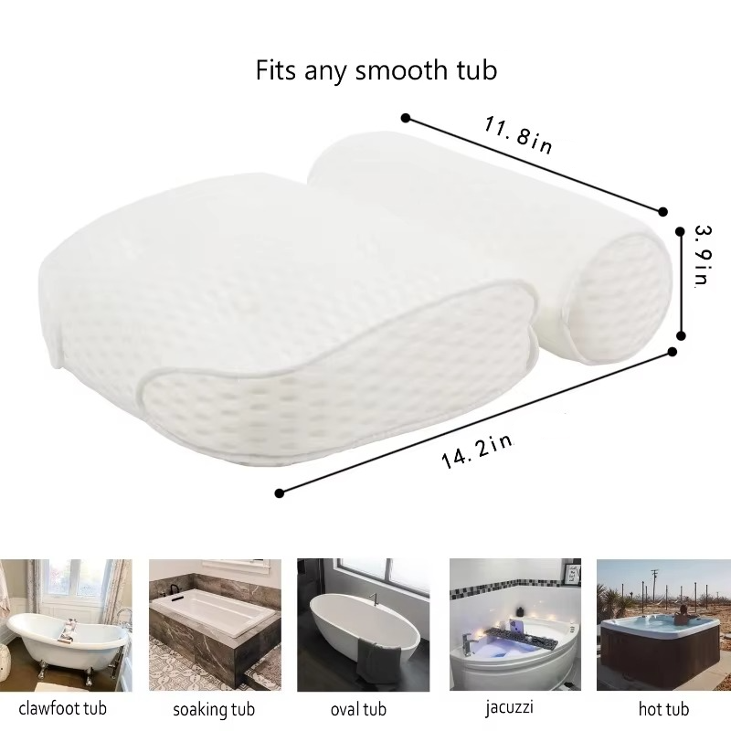 Luxuriöses Badewannen-Spa-Kissen mit Air-Mesh-Technologie zur Unterstützung von Nacken, Kopf und Rücken