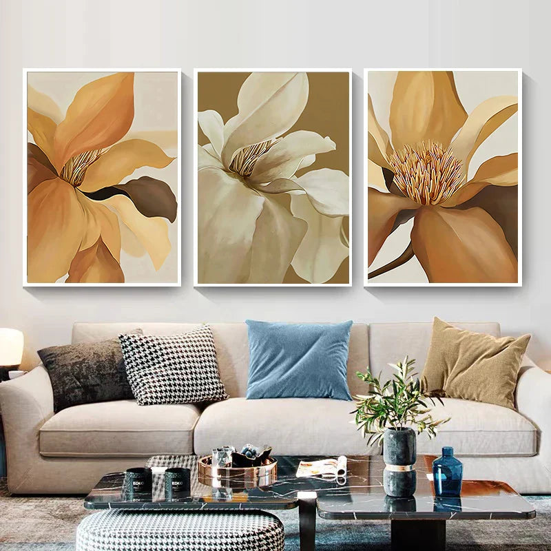 Große abstrakte florale Wandkunst feine Kunstleinwanddrucke moderne Botanikbilder für Wohnzimmer Esszimmer Schlafzimmer Kunstdekoration | Karnz