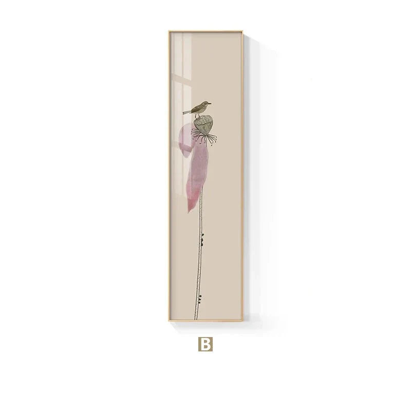 Minimalistische Blumen Vögel & Schmetterling Wandkunst Feine Kunst Leinwanddrucke Hohe Vertikale Format Bilder Für Foyer Lobby Empfangsraum Kunst Dekor | Karnz