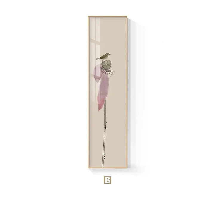 Minimalistische Blumen Vögel & Schmetterling Wandkunst Feine Kunst Leinwanddrucke Hohe Vertikale Format Bilder Für Foyer Lobby Empfangsraum Kunst Dekor | Karnz