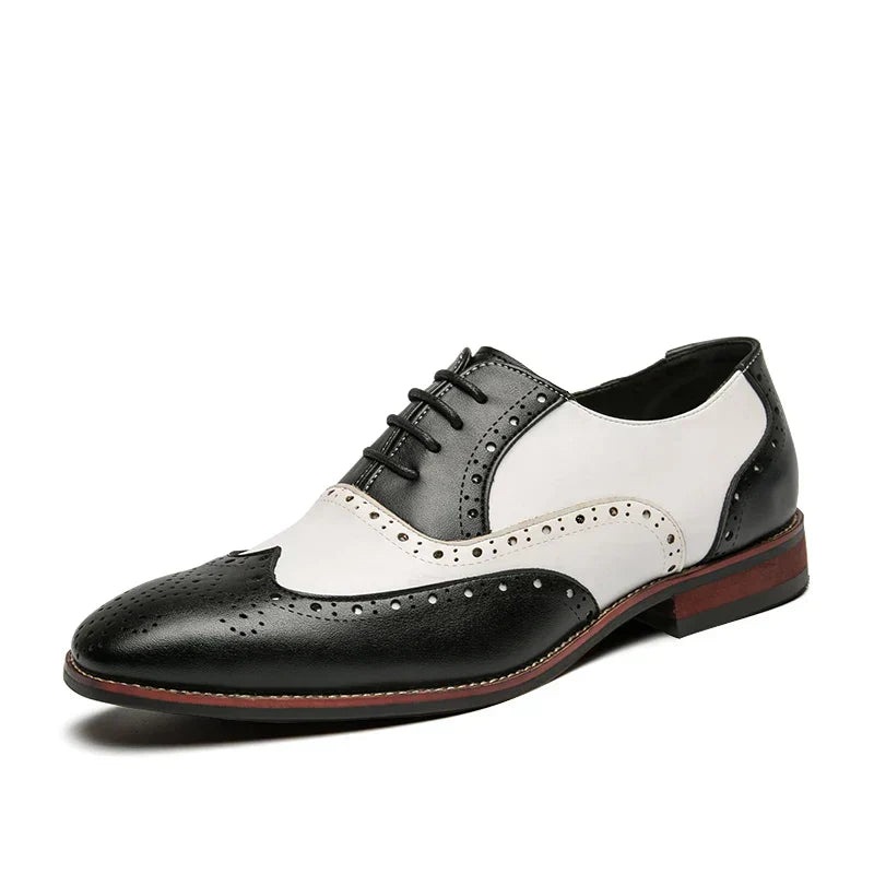 Luxuriöse Herrenschuhe Brogue Schnürschuhe, lässiger britischer Stil, Oxford-Stil mit Kontrastfarben fürs Büro
