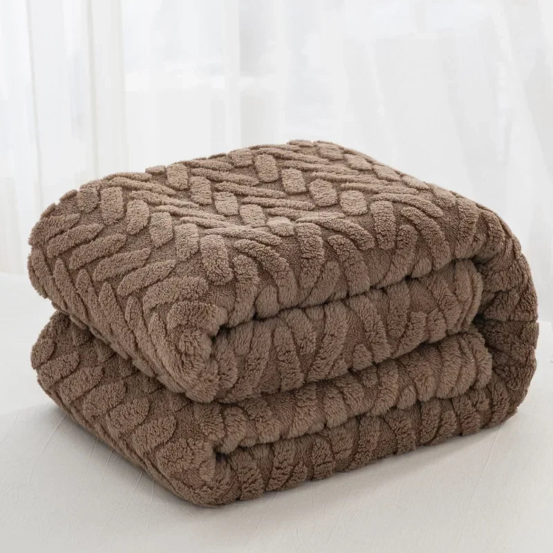 Karnz | Jacquard Fleece Decke CozyWeave | Einzelnes Layer & Doppelseitig | Weiche Tafu & Shu Baumwollfleece | Für Herbst & Winter