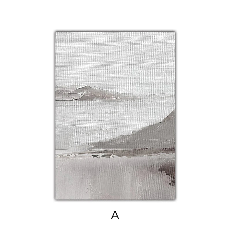 Abstrakte graue Berglandschaft Wandkunst Fine Art Leinwanddrucke Bilder für moderne Wohnung Wohnzimmer Esszimmer Kunstdekoration | Karnz