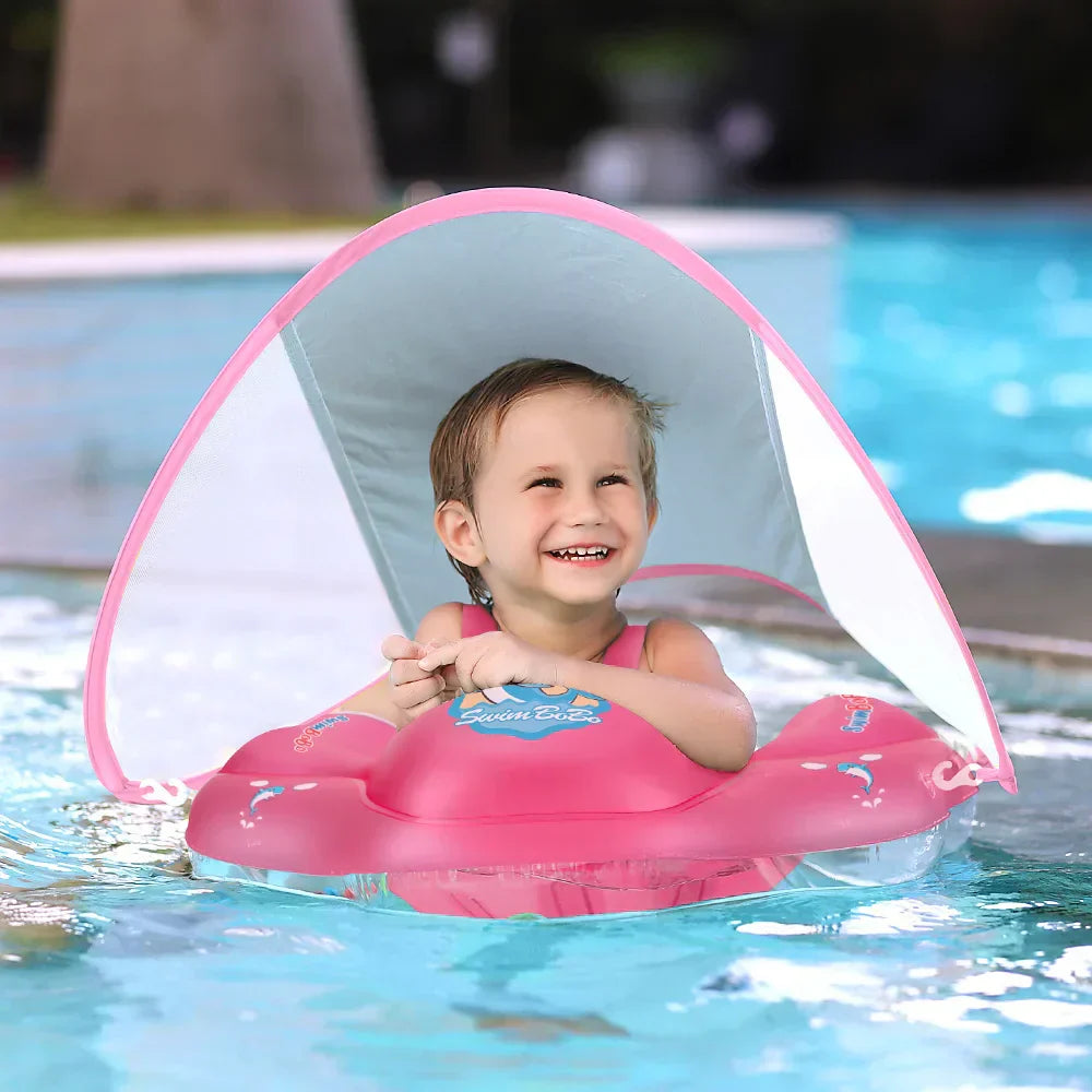 Solaboo Baby-Schwimmring | Mit UV-Schutzdach und Stütze | Aufblasbar und sicher | Ab 6 Monaten