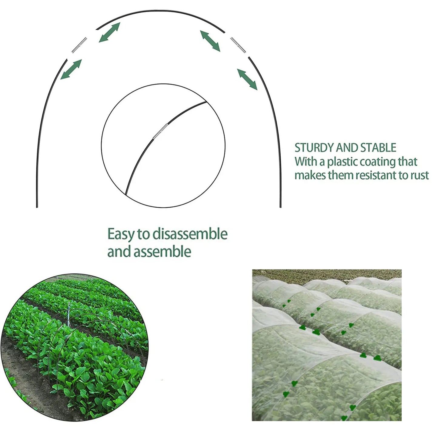 Karnz | Plantura FlexGrow Gartenbügel-Set aus Fiberglas | DIY Pflanztunnel für Hochbeete & Frühbeet | Rostfrei & Wiederverwendbar | Inkl. Steckverbinder