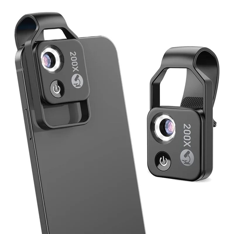 MicroZoom Aufsteck-Handymikroskop – 200-fache Vergrößerung mit LED-Beleuchtung