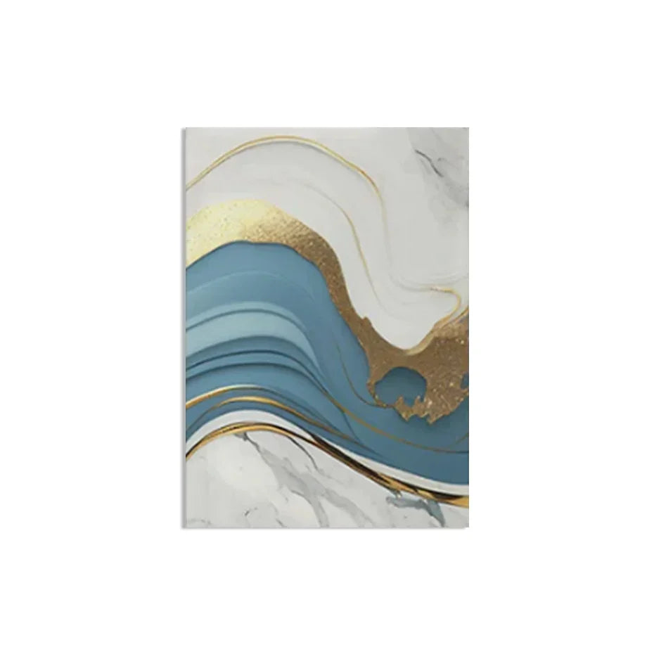 Modern Abstract Golden Blue Liquid Marble Print Wandkunst Fine Art Leinwanddrucke Bilder für Wohnzimmer Schlafzimmer Nordische Wohnkultur | Karnz